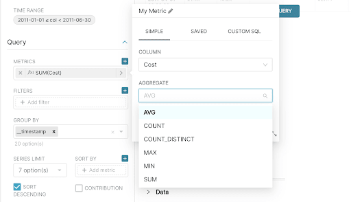 Setting Metrics- Superset Dashboards